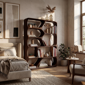 Mid Century Handcrafted Bookcase Storage Organizer For Living Room