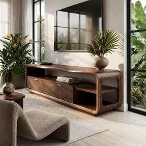 Sculptural Entertainment Console Modern Luxury Living