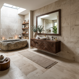 Modern Bathroom Vanity With Exquisitely Carved Front For Spa Bathroom