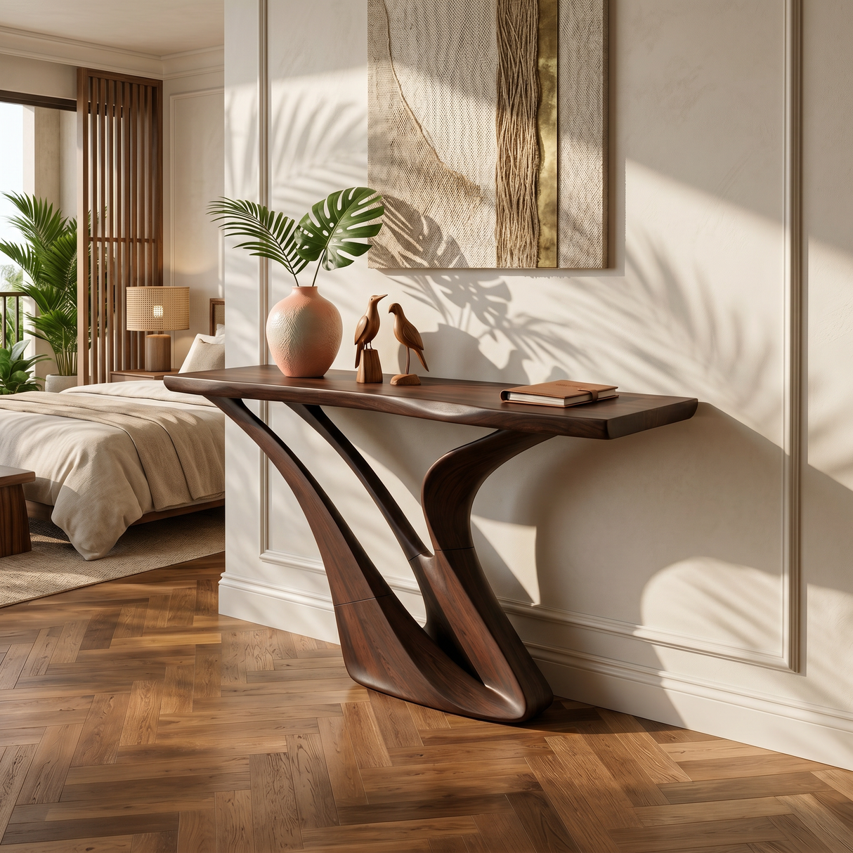 Organic Wing Base Console Table Modern Entryway