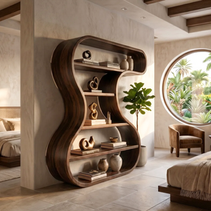 Sculptural Wooden Display Shelf For Modern Interiors