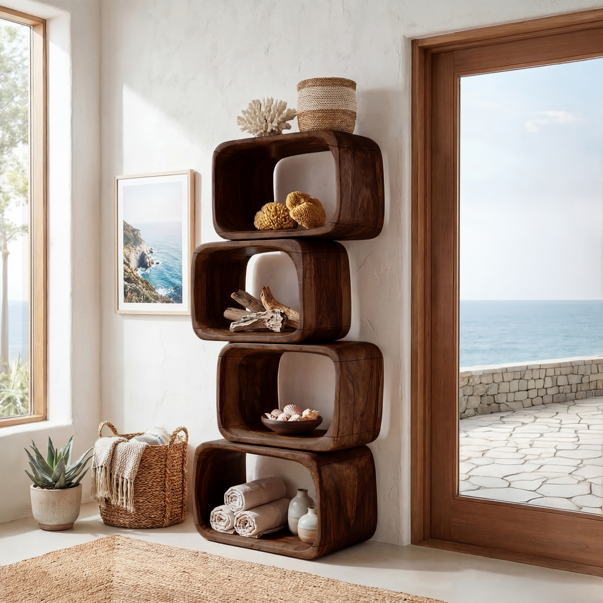 Modern Natural Wood Bookshelf For Home Living Decor