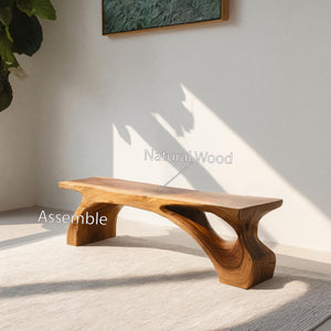 Organic Live Edge Bench For Modern Entryway Or Living Room