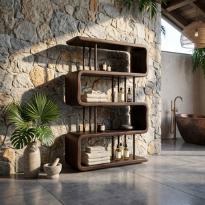 Modern Wooden Display Shelf For Spa Decor