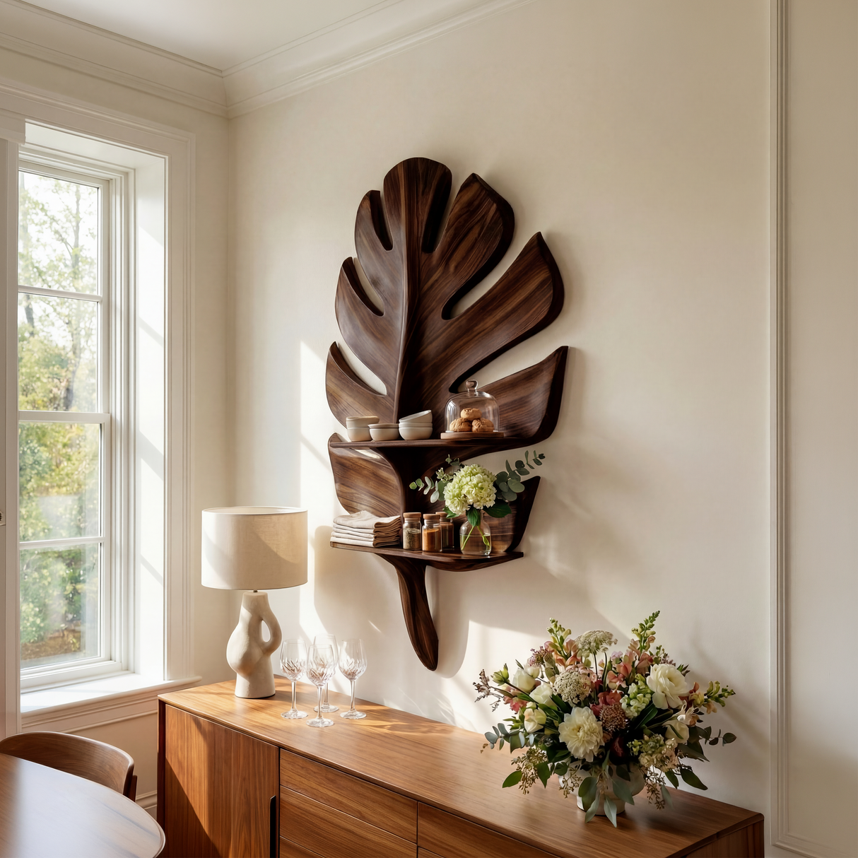 Mid Century Wall Mounted Shelf For Bedroom Decor