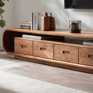 Modern Curved TV Stand With Drawer For Living Room