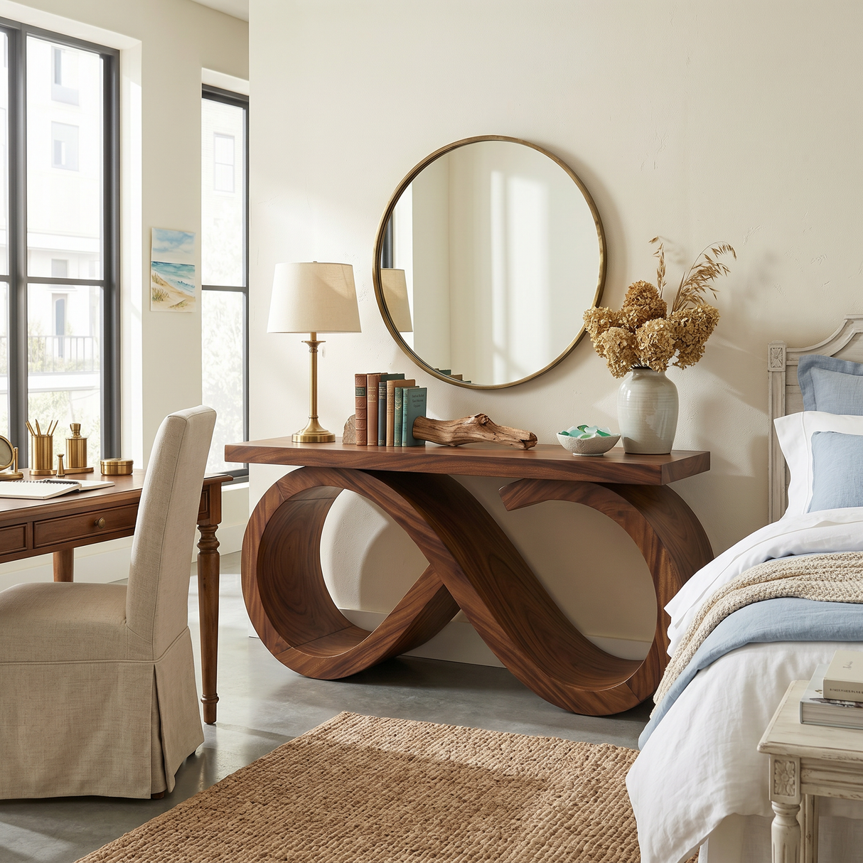 Contemporary Infinity Loop Console Table Modern Hallway