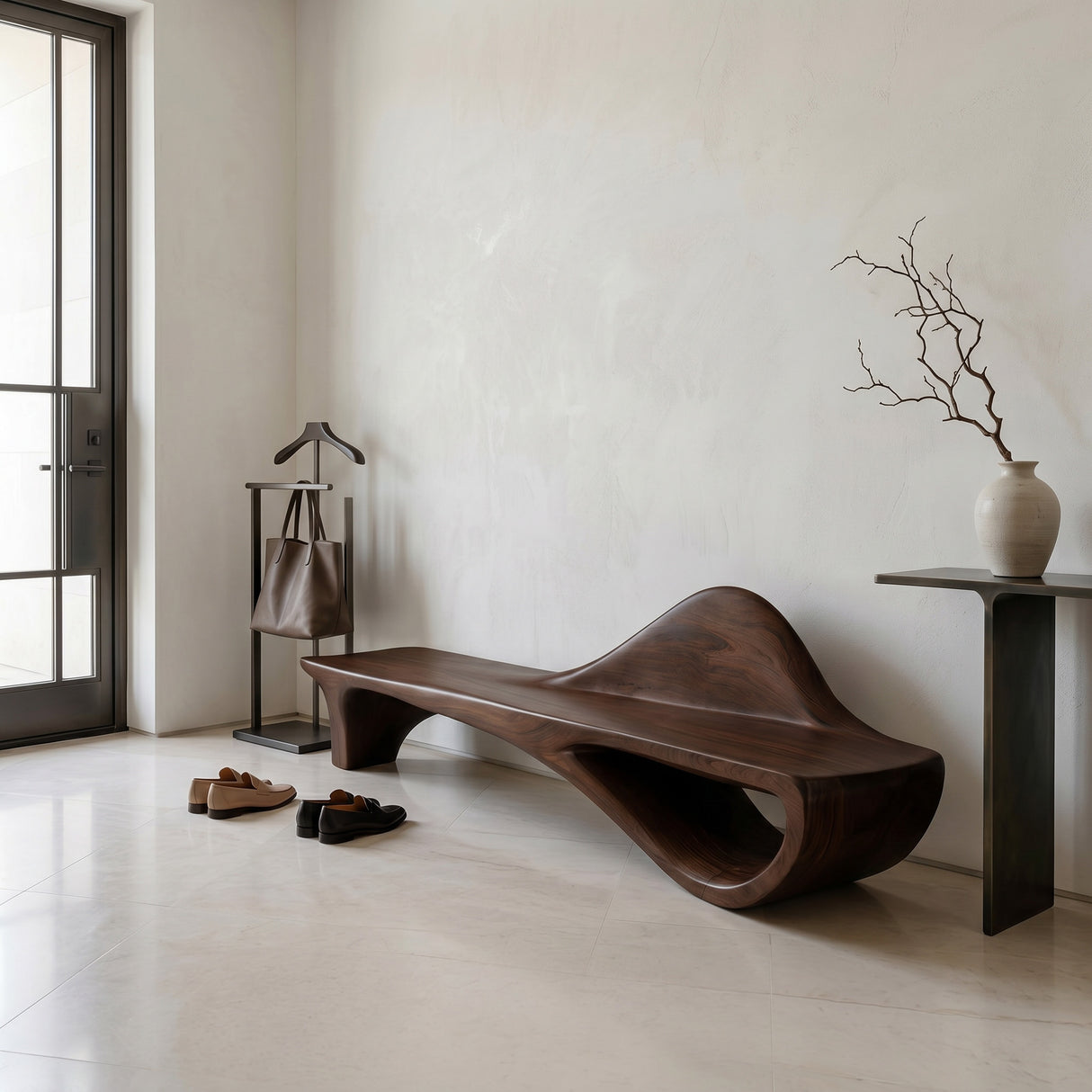 Luxury Curved Backrest Bench For Hallway
