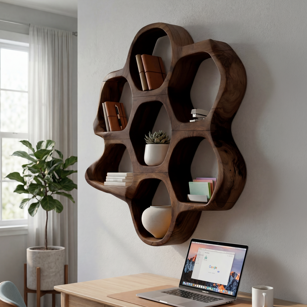Mid Century Wall Shelf For Hallway Entryway Use
