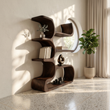 Contemporary Wooden Bookcase In Sculpted Curves