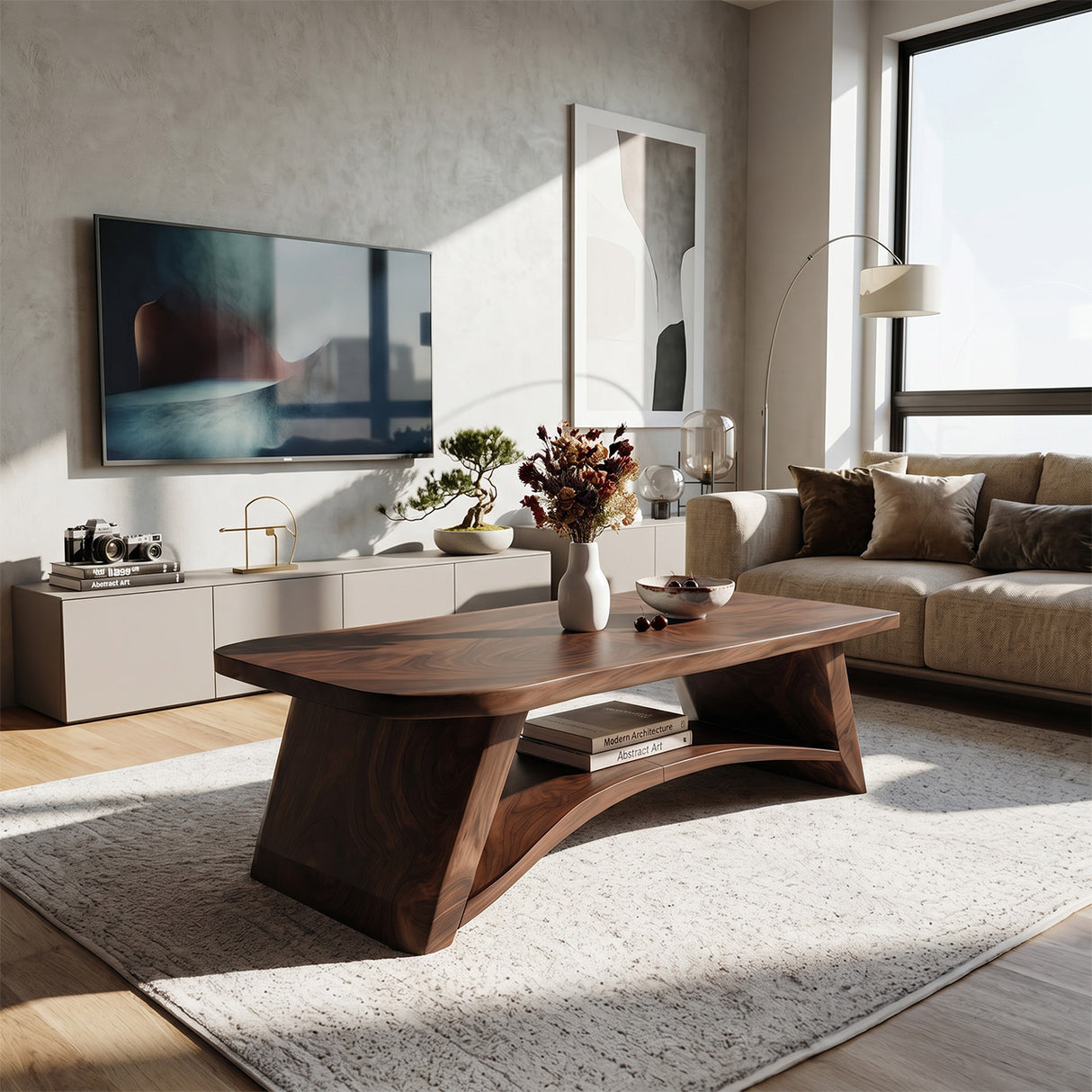 Mid Century Solid Wood Coffee Table For Living Room Furniture Decor