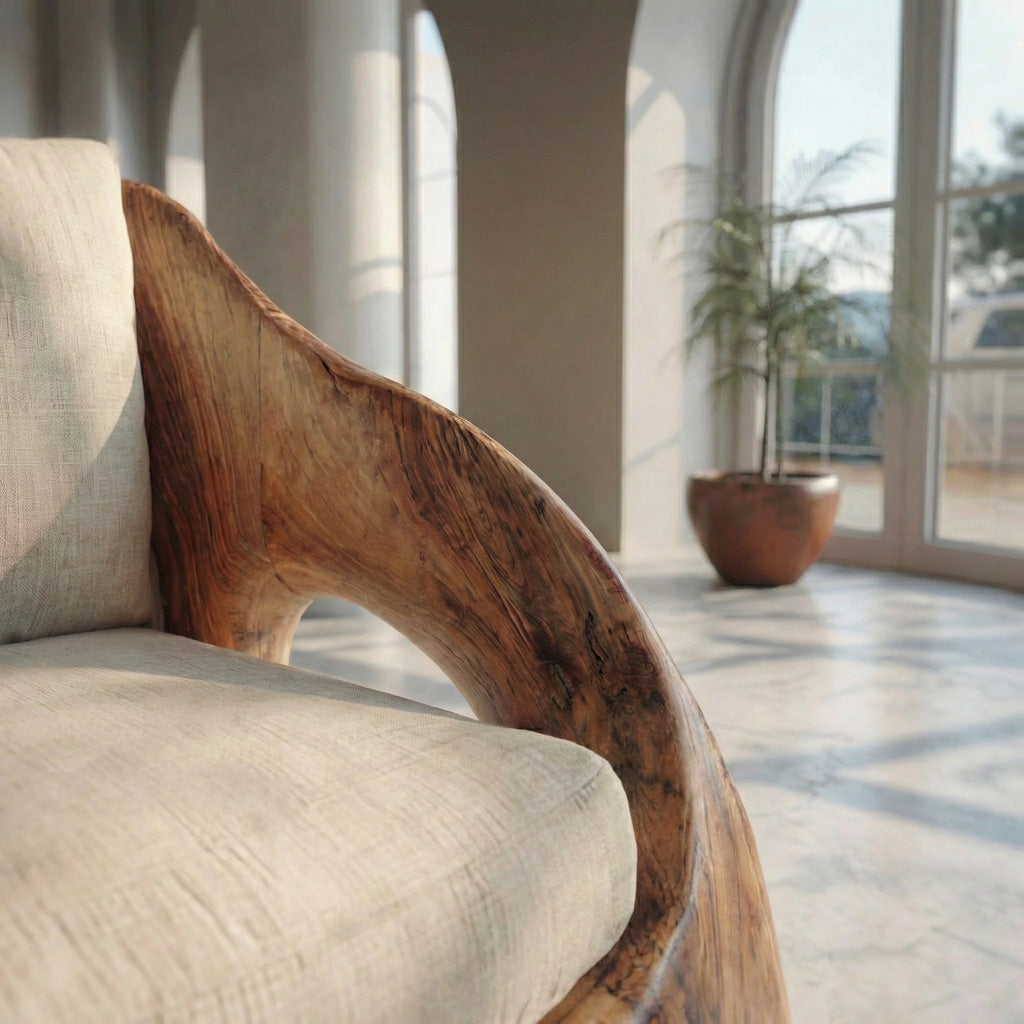Mid Century Armchair With Sculptural Design For Living Room