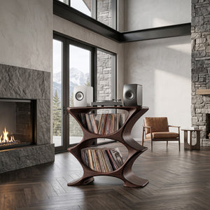 Contemporary Record Player Cabinet With 2-Tier Shelf For Living Room