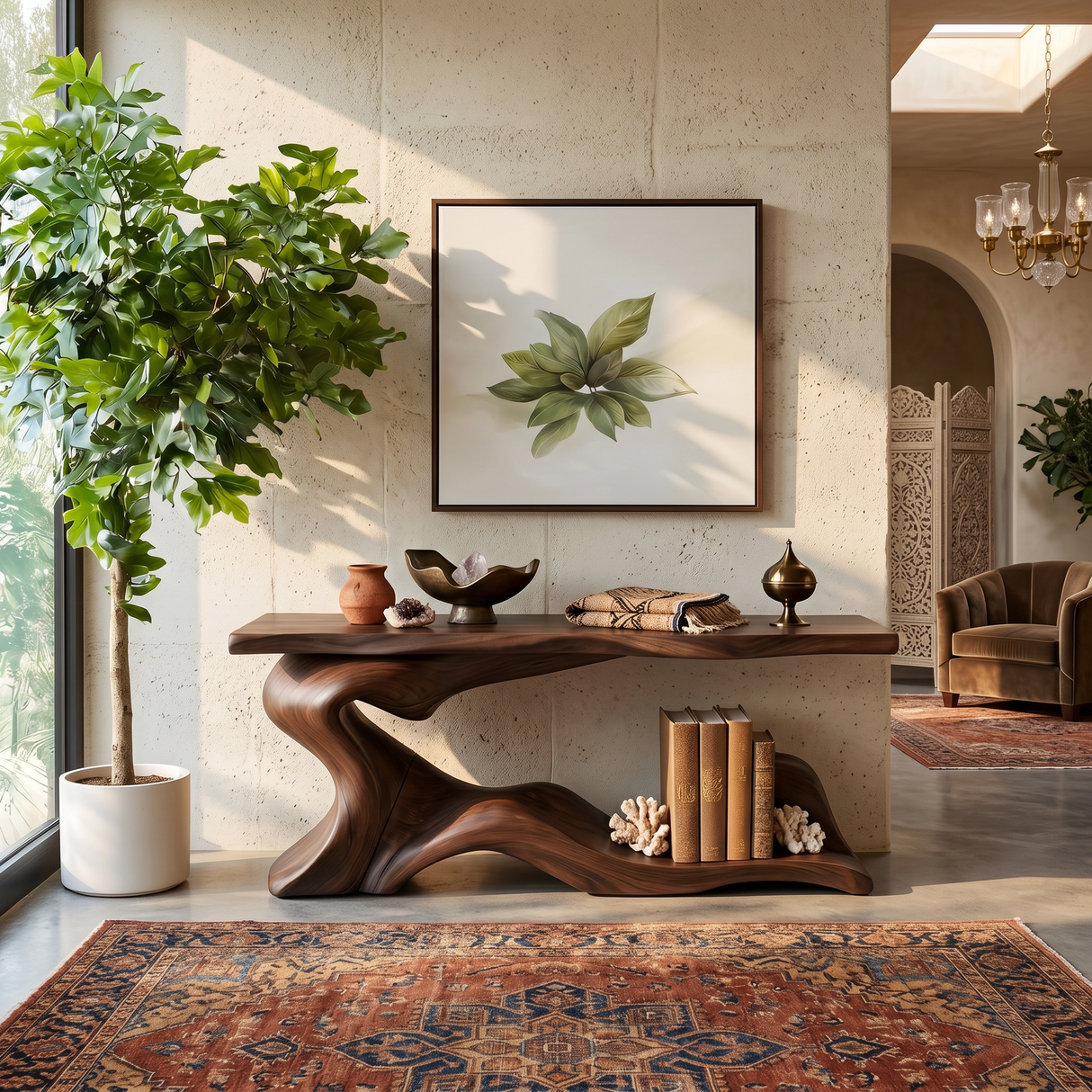 Rustic Live Edge Desk Entryway Design