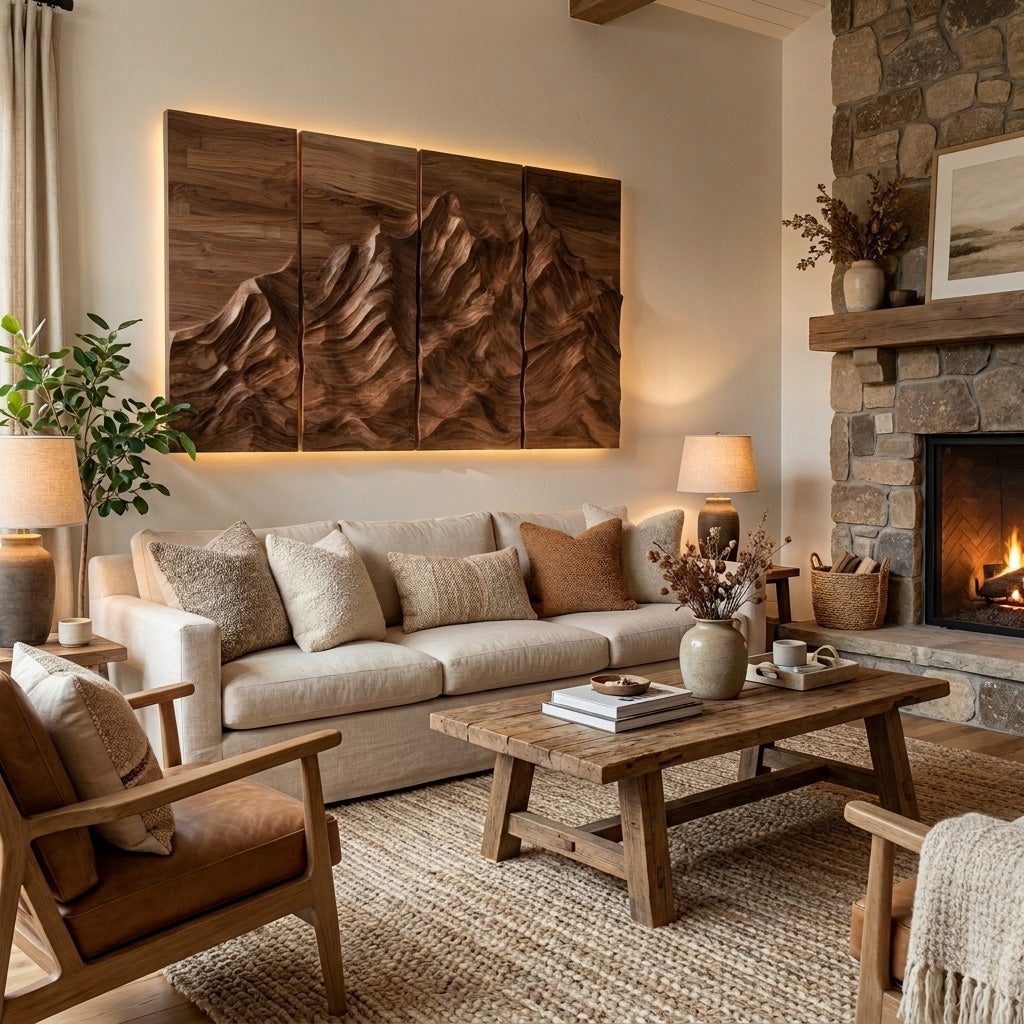 Minimalist Natural Wood Wall Art Set For Home Decor