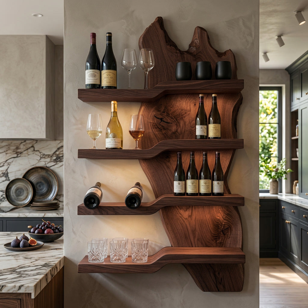 Modern Minimalist Wooden Wine Rack For Kitchen Wall Decor