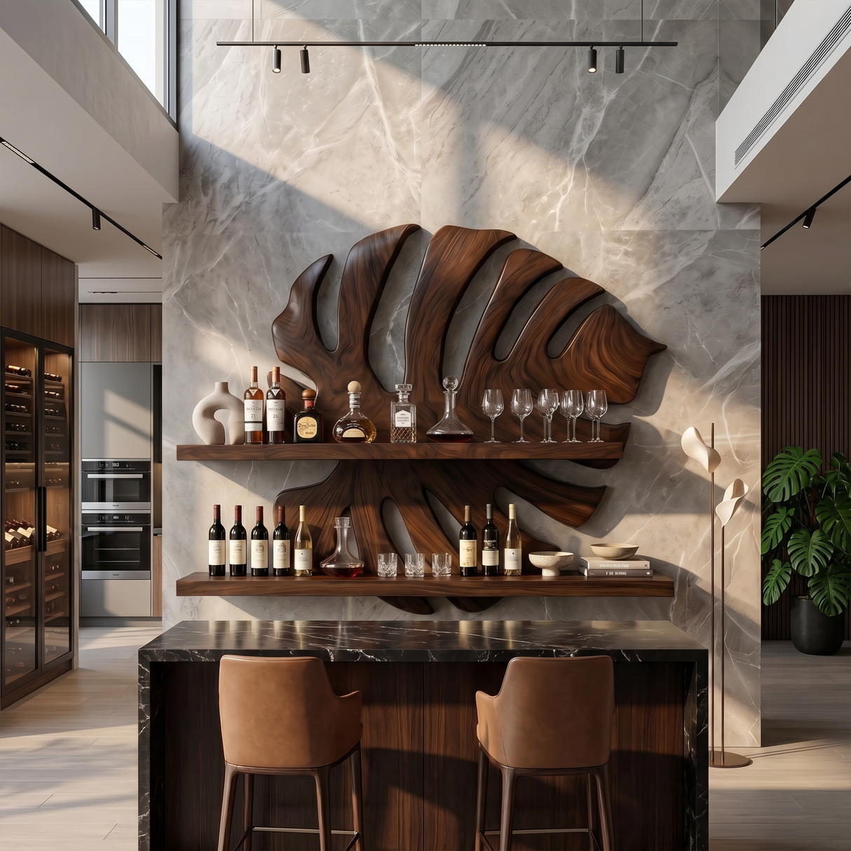 Handcrafted Wall Wine Rack For Entryway Beverage Showcase Unit