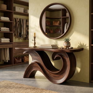 Sculptural Wood Entryway Table For Hallway Styling