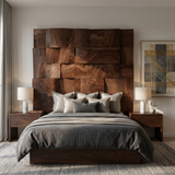 Modern Mosaic Wood Headboard For Luxury Tropical Bedroom Interior