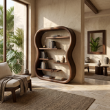 Contemporary Organic Bookshelf With Curved Frame