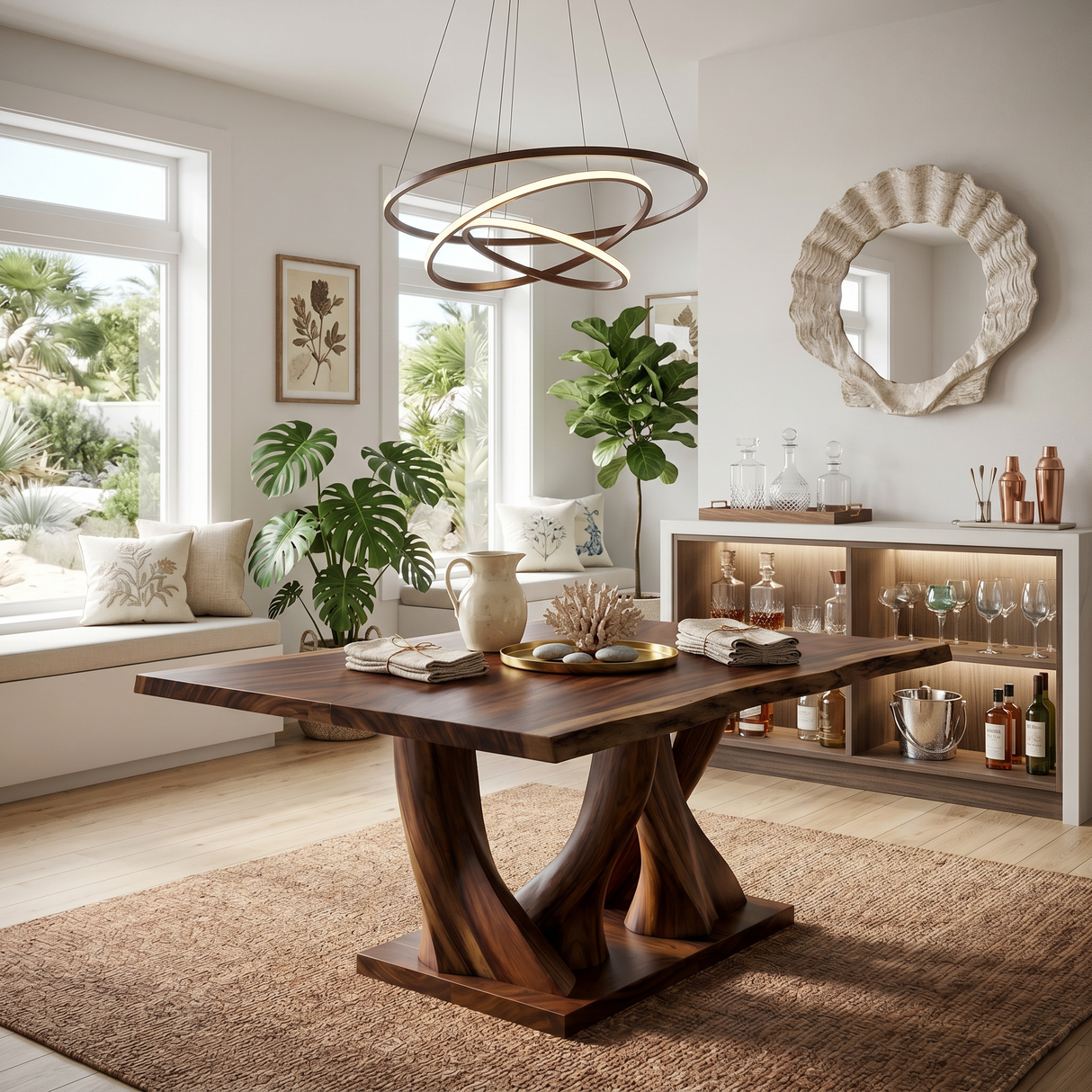 Modern Live Edge Kitchen Table For Garden Villa