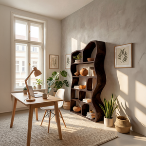 Mid Century Modern Sculptural Bookshelf Living Room Display