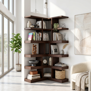 Contemporary Corner Bookcase For Modern Living Room