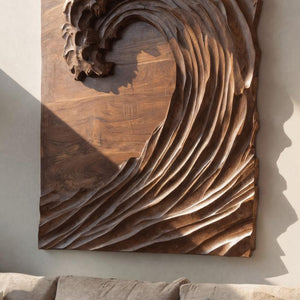 Hand Carved Wave Wall Art For Modern Living Room Decor