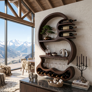 Rustic Wall Mounted Wine Display For Lounge Area