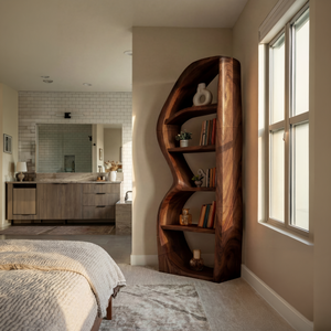 Mid Century Modern Unique Bookshelf Living Room Storage