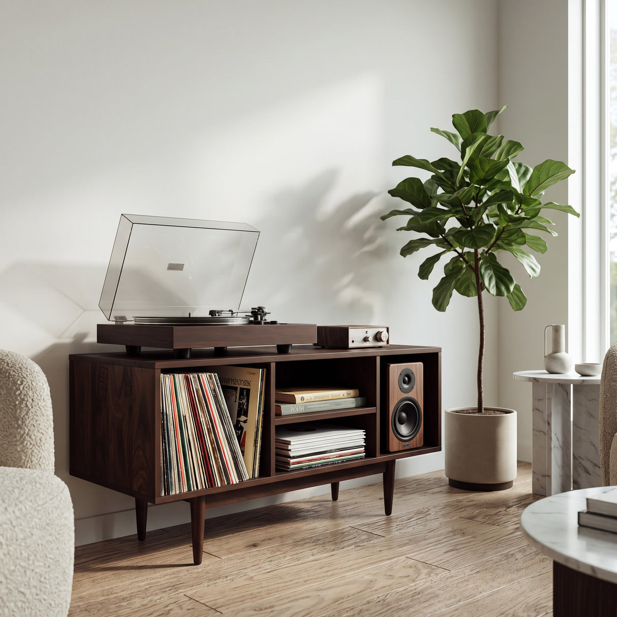 Modern Wooden Record Cabinet For Entertainment Room