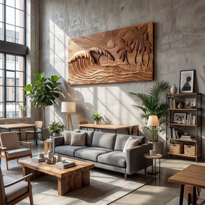 Tropical Beach Wood Wall Decor For Modern Coastal Living Space