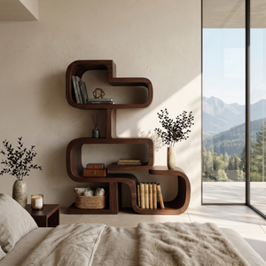 Handcrafted Sculptural Wooden Storage Unit For Spa Decor