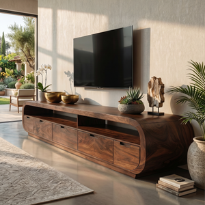 Luxury Monkeypod Media Console For Modern Interior