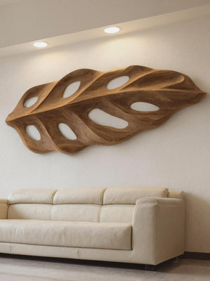 Organic Wall Art With Leaf Panel Design For Living Room