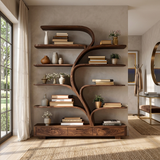 Organic Natural Wood Bookshelf Branch Shape For Home Decor