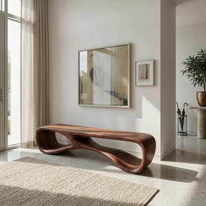 Artistic Natural Wood Bench For Modern Home Decor