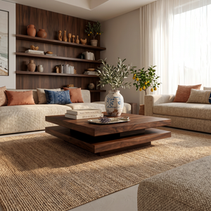 Modern Rustic Wooden Live Edge Coffee Table For Living Room