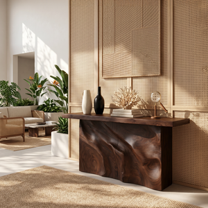 Scandinavian Sculpted Base Hall Table For Entry Hall Interior