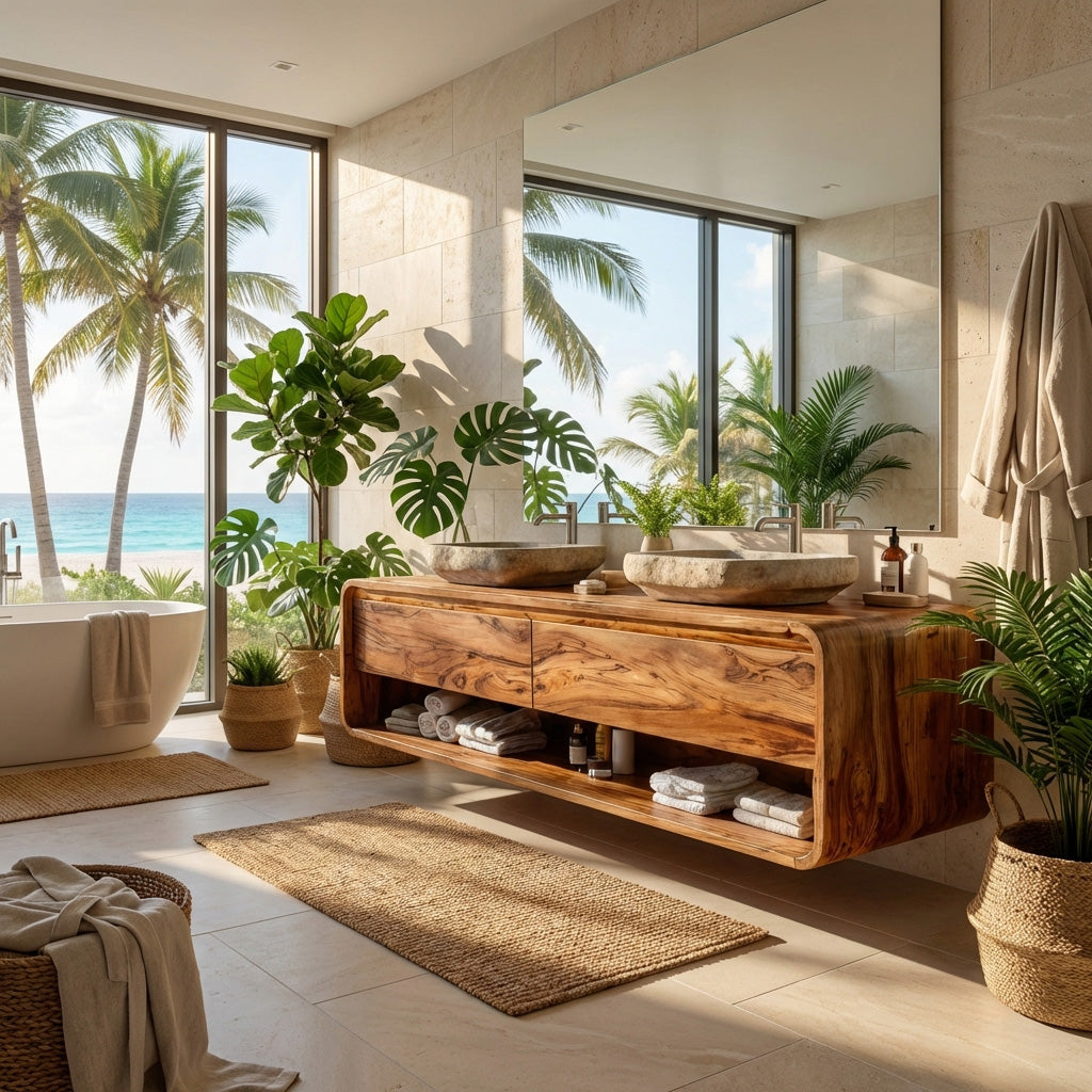 Minimalist Floating Wood Bathroom Vanity For Bathroom Areas