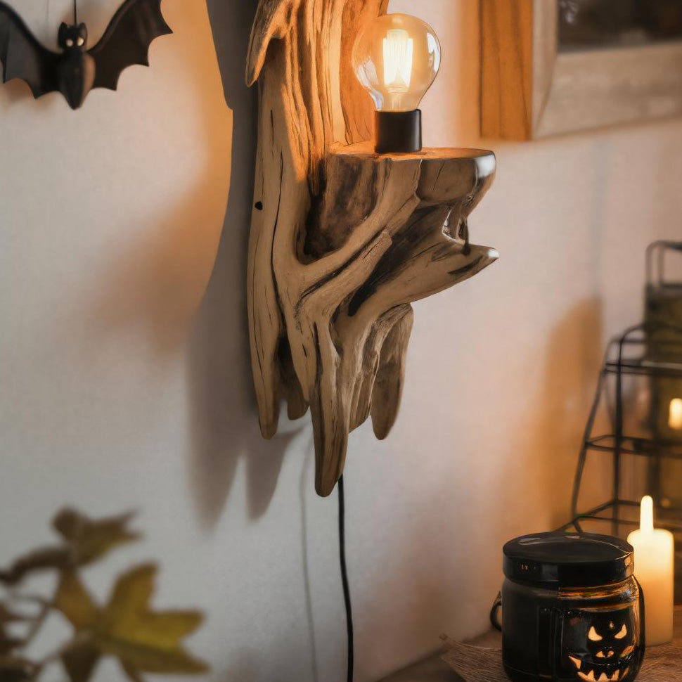 Artistic Halloween Driftwood Wall Light For Entryway Or Living Room
