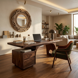 Tropical Work Desk With Storage Drawers For Home Office