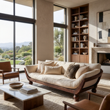 Sculptural Natural Wood Sofa For Living Room
