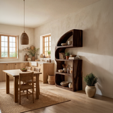 Rustic Farmhouse Curved Bookshelf Bedroom Corner Storage