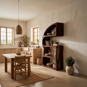 Rustic Farmhouse Curved Bookshelf Bedroom Corner Storage