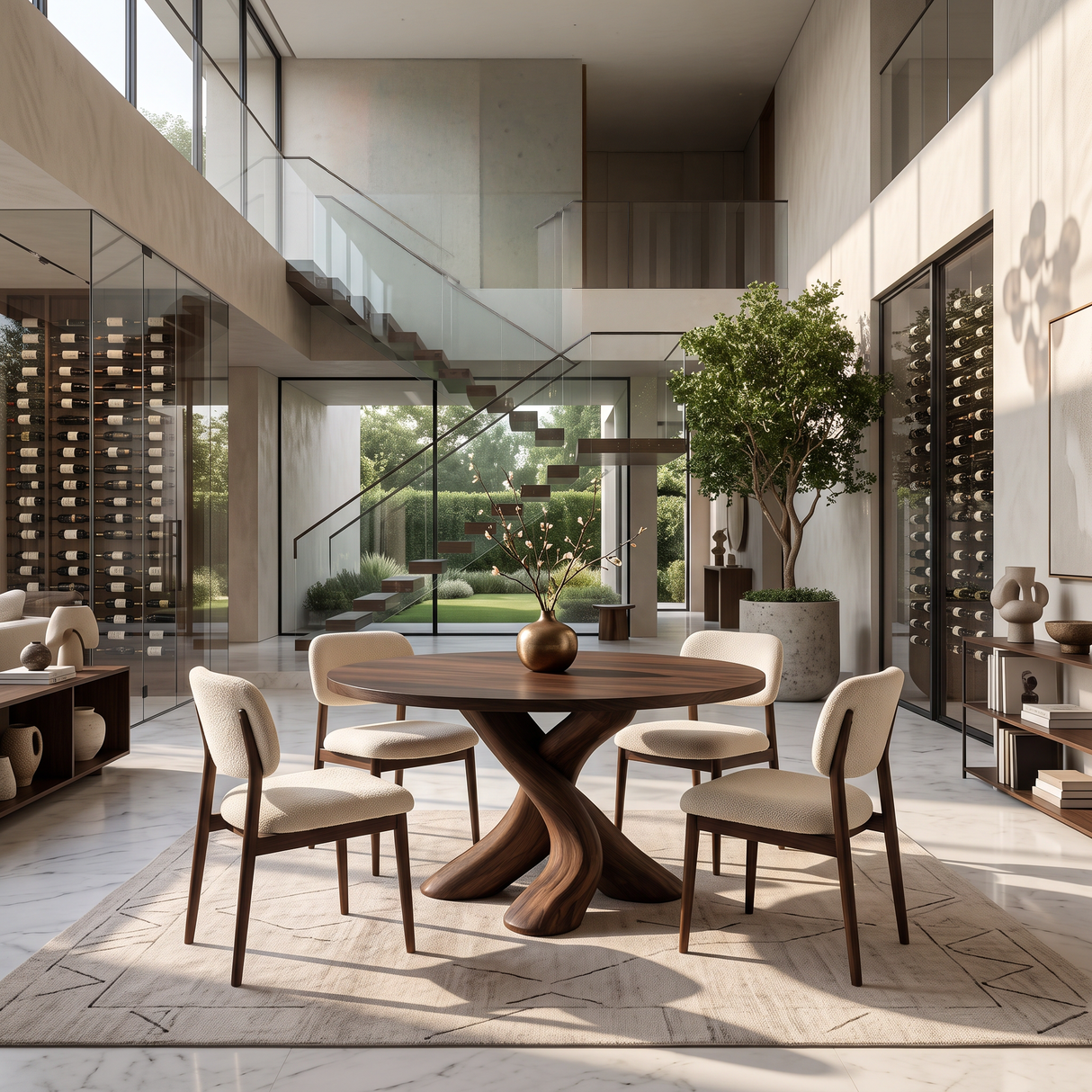 Modern Round Dining Table With Unique Base For Open Dining Space