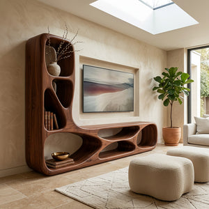 Organic Natural Wood TV Wall Unit For Living Room