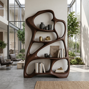 Organic Reading Corner Bookcase For Contemporary Interior