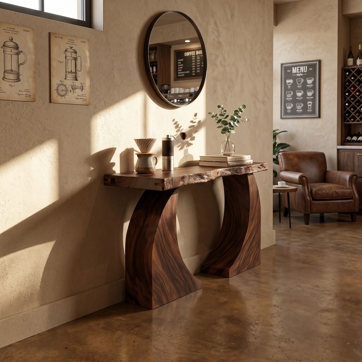 Handcrafted Wood Console Table For Coffee Bar Styling