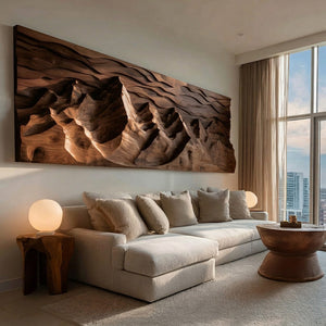 Organic Wooden Mountain Wall Art For Living Room